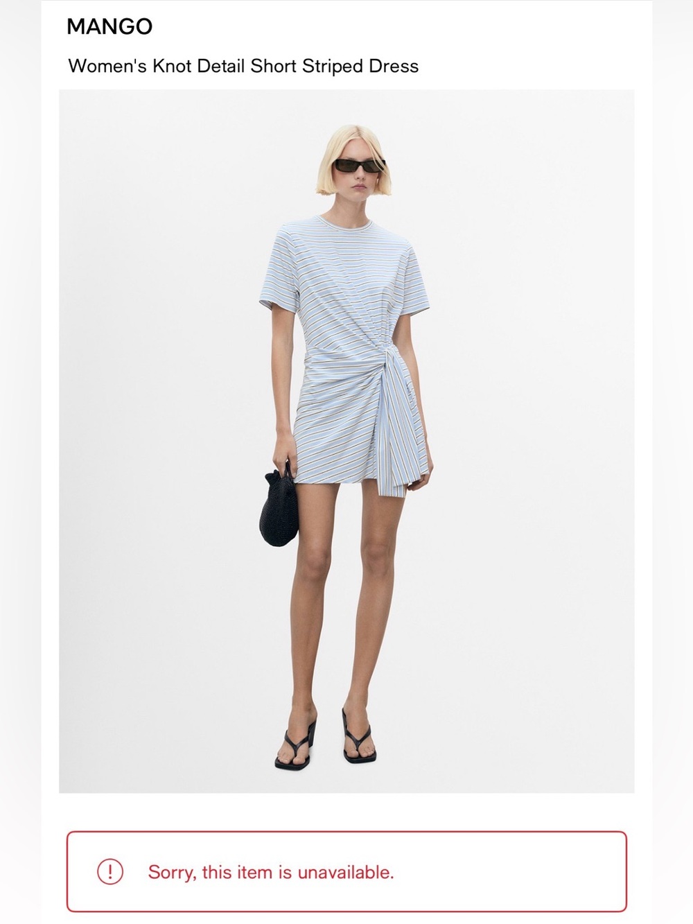 MANGO Knot Detail Short Striped Dress - Picture 6 of 6